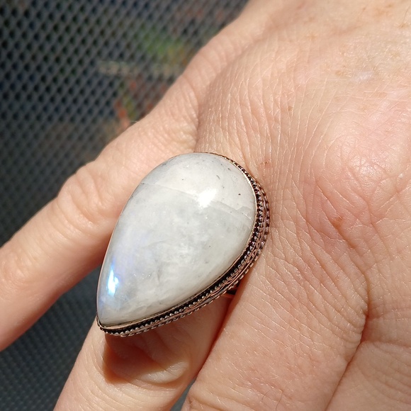 New Rainbow Moonstone 925 Silver Ring. - Picture 3 of 12
